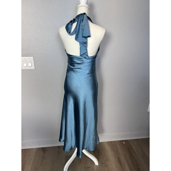 NWT Selfie Leslie Champagne Showers Halterneck Slip Midi Dress Midnight Size XS - Picture 3 of 4